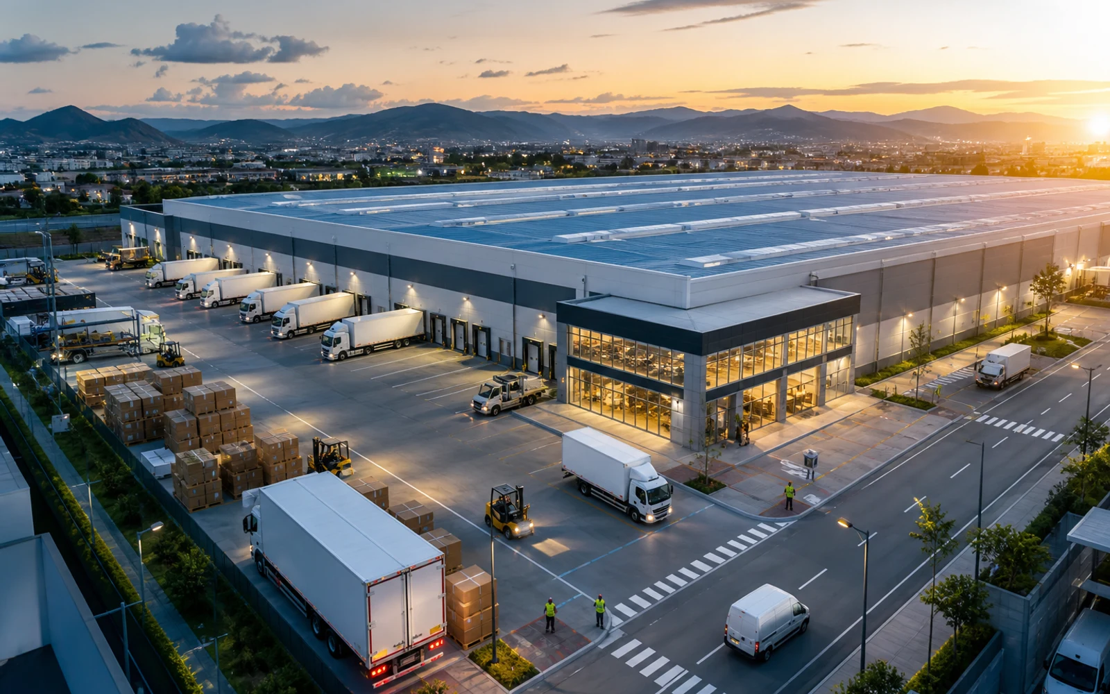 Centro logístico moderno para ecommerce con actividad de carga y descarga en Latinoamérica