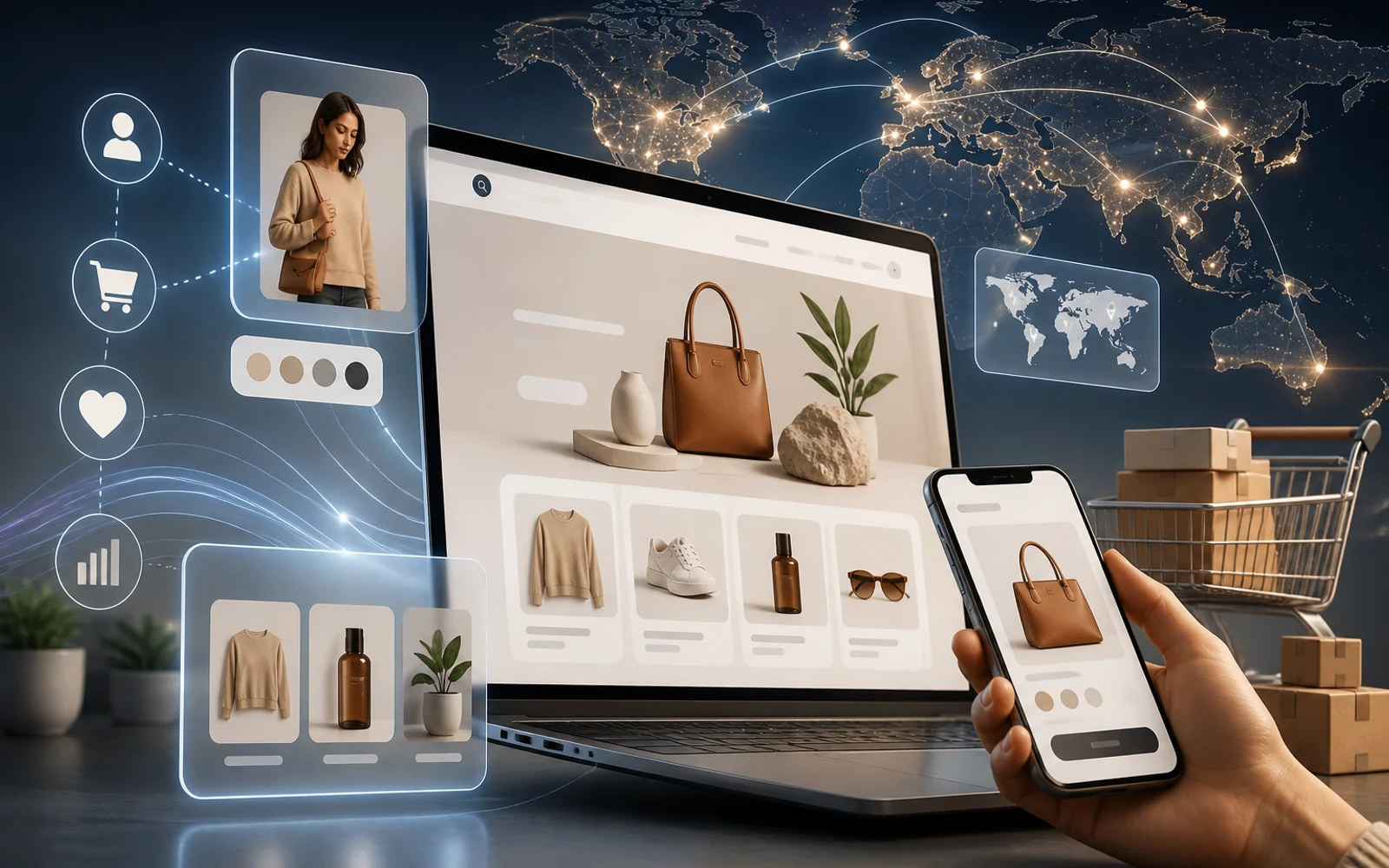 Transformación digital en ecommerce con enfoque en personalización y alcance global.